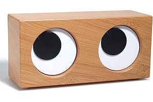 MENG ZHI AO Desktop Big Eyes Clock - Rotating Eyes, Creative Funny Kids Clock for Kids, Mother, Father, Valentine, Christmas (Wood Color)