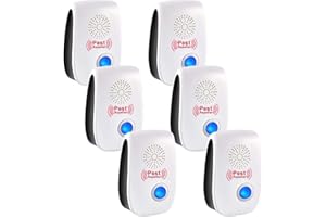 RUTIDA Repelente Ultrasónico de Plagas, 6 Piezas Repelente ultrasónico de Mosquitos y Control electrónico Anti Moscas, Ratones, Cucarachas, Arañas, Roedores,Inodoro y Sin Residuos,Uso Interior