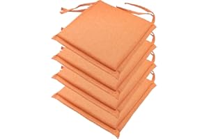 casaviva® Set 4 cuscini sedia in Misto Cotone Riciclato effetto Canapa cm 35 x 35 + cm 3 pattina per lato, idrorepellenti Made in Italy Moderni ed Eleganti Interni ed Esterni Sfoderabili (Arancione)