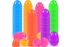 Tundwhite 48 Stück Ostereier zum Befüllen Plastik, Gemischte Farben Kunststoff Ostereier, Basteln Ostern Deko für Kinder Junge Mädchen, Befüllbar Überraschung Ostereier für Osterthema Party Gunst