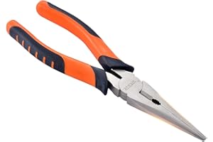 KATUR Alicates de punta larga con mango de agarre cómodo, planos, redondos, largos y puntiagudos para un buen accesibilidad (8 pulgadas)