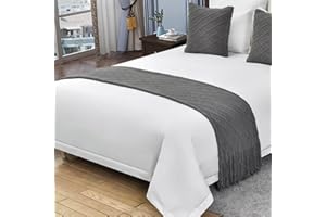 ACESOME ㅤ ACESOME Solid Color Bed Runners, Knitted Bed Scarf Luxury Blanket Bedding Decor, Sofa Towels, Bedding Protector Bedspread for Home Bedroom Hotel (Dark gray, 63x172cm for 1.2m bed)