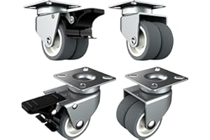 HOLKIE Heavy Duty Castor Wheels 50mm Castors for Furniture with Safety Brake Caster Wheels Set of 4 Total Capacity 400KG (2 with Brakes and 2 without)