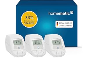 Homematic IP Erweiterungsset Heizen – Basic, Smart Home, 3X digitaler Thermostat Heizung, Steuerung per App, Alexa, Google Assistant, einfache Installation, Energie sparen, 161216A1