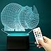 Produktbild Deerbird® 3D Optical Illusion Wildlife Nette Nashorn Statue Bunte Veränderung USB Berühren Fernbedienung LED Tisch Lampe Nacht Lichter mit Tasten Controller und Weiße Basis für Babyzimmer Kindergarten Dekoration