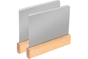 DONQL 2Pcs Tarocco per Impasti, Spatola Pizza Acciaio, Raschietto Cucina Rettangolari con Manico in Legno e Scala Graduata, Taglia Impasto per Torte Pizza Taglio Del Pane Utensili da Cucina