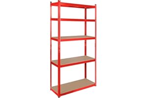 Rebel Electro Regał Metalowy Magazynowy 180x90x40 Czerwony RB-1251R