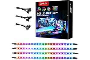 Speclux Lumières magnétiques arc-en-ciel pour boîtier PC, bande LED RGB adressable pour PC WS2812B, 5V 3-pin LED Header, compatible avec ASUS Aura SYNC, Gigabyte ARGB Fusion (4 bandes)
