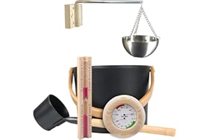 EUNEWR Sauna Accessoire Set 7L Seau à Sauna Aluminium avec Thermomètres à la Poche Sauna Aromatherapy Huile Coupe Accessoire,Sauna à Vapeur pour Bain de SPA,Amincissement, Détoxification,Thérapie Corporelle