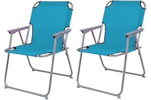 MOJAWO Oxfort - Set di 2 sedie pieghevoli da campeggio, in metallo, 53 x 46 x 74 cm, colore: petrolio