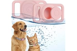 Ainiv Portachiavi per Airtag per Cani, Custodia Protettiva Impermeabile e Morbida per GPS, Localizzatore di Chiavi per Airtags Portatile per Animali Domestici, Accessori Collare - Rosa