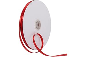 ATBEAMEN Red Ribbon 6mm for Gift Wrapping 91M, Double Sided Red Satin Ribbon 6mm Thick Fabric Ribbon for Crafting Cake Ribbon,Hair Bow Ribbon,Balloon,Christmas Decoration,Wedding Car Ribbon