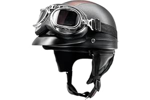 LPXPLP Moto Casque Jet Bol Vintage ECE Homologué Casque Moto Jet avec Lunettes pour Scooter Chopper Casque De Moto Homme Et Femme Helmets Pilot Retro, Demi-Casque D'Été D,54-62CM