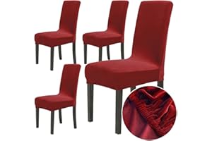 CHICKWIN Chickw1 Stuhlhussen 4er Set Samt Stuhlhussen für Schwingstühle, Esszimmerstühle Hussen Für Hochzeit, Hotel, Küche, Bankett, Partys Stretch Stuhlhussen (4er,Wein rot)