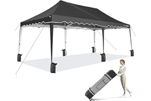 HOTEEL Pavillon 3x6 Partyzelt 3x6 Wasserdicht Stabil, Faltpavillon Faltbar Anti-Uv 50+ Pop Up Gartenpavillon mit 4 Sandsäcke, Tasche mit Rollen, für Hochzeiten Partys Picknick Markt, Schwarz