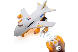 Escomdp 4CH RC Aeroplane Radio Remote Control Vehicle Car Electric Plane Airplane Model Toy Music, Light Kids Birthday Gifts (Orange)