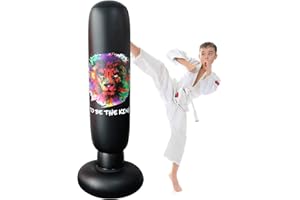Saco de Boxeo de Pie, LncBoc 160cm Saco de Boxeo Hinchable de Pie, PVC Fitness Boxeo Inflable Saco de Arena Columna Tumbler Saco de Arena para Niños y Adultos