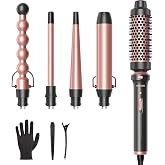 Wavytalk Set de Rizador de Pelo 5 en 1 con Cepillo Térmico y 4 Tenacillas | 12–32 mm, Revestimiento Cerámico, Peinado con Vol