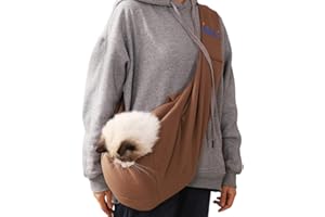 DOTBUY-SHOP Sac Transport Chien Bandoulière Sac de Transport pour Chien 7 kg Sac Chien Mains Libres Sac Transport Petit Chien Chat pour Sports de Plein Air (One Size,Café foncé)