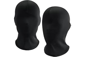Udewo Black Full Face Mask Halloween Full Black Mask Full Face Cover Spandex Mask Zentai Hood Mask Full Head Cover Mask Faceless Mask Morph Mask for Halloween Party Costume Unisex Men Adult Women