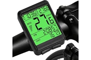 BOOTEEK Bezprzewodowy Licznik Rowerowy,2.4 Calowy Wielofunkcyjny Wodoodporny Licznik Rowerowy z Podświetlanym Wyświetlaczem LCD,Komputer Rowerowy Do Śledzenia Odległości,Prędkości, Timera