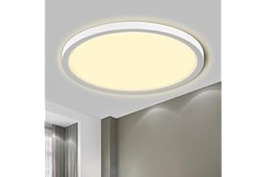 ‎LQWELL LQWELL® Lampa Sufitowa LED, Wodoodporna Lampa Łazienkowa IP44 Okrągła Płaska 18W 3000K 1980lm Cienka Do Salonu Łazienka Sypialnia Kuchnia Piwnica Biuro, 220 * 24mm