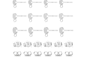 ‎KISSPAT Silber 925 Ohrringe Rohlinge, Ohrstecker Rohlinge hypoallergen 12 Stück Ohrstecker flache Selber Machen Set Ohrstecker mit Schmetterlings Ohrring Verschlüssen für die Schmuckherstellung