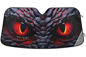 ODAWA Auto Windschutzscheibe Sonnenschutz Drachen Schwarz und Rot Augen Faltbar Sonnenschutz Blockiert UV Strahlen Frontscheibe Sonnenschutz