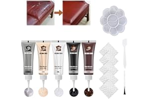 Kit de Réparation pour Cuir, 5 Couleurs Réparation pour Cuir Liquide, Pâte Réparatrice Cuir, Kit Rénovation Cuir, Creme Reparatrice pour Le Cuir, pour Canapé, Veste en Cuir, siège Auto, Chaussures