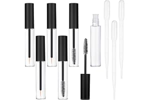 angelikashalala 9 Stück Leere Mascara Flasche, Wimpernbürste mit Behälter, Eyeliner Container Tube, Wimpernbürste Eyeliner Flasche Leer Glas Mascara Behälter Leer für Wimperncreme und Eyeliner