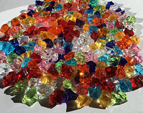 200 Stück 15mm glitzernde bunte Deko Eis Diamanten Brillianten Strasssteine Acrylsteine transparent klar kristall basteln Gltzersteine Schmucksteine Strass Steine Dekosteine zum Verzieren Dekorieren von CRYSTAL KING