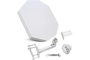 POWER SAT - Antenne Parabole Plate avec Un Port / 2 Sorties/Quatre Ports, Idéale pour la Télévision Satellite, Résistante aux Intempéries, Mini-compacte (Quad LNB)