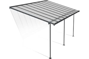 Palram Canopia Sierra Patio Veranda 3x5.46 Garden Canopy - Aluminum Lean to Pergola (3X5.46, Grey)