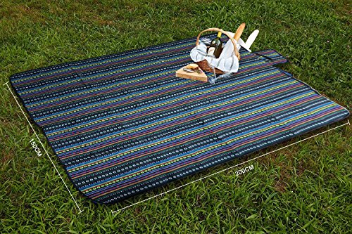 Extsud Outdoor Camping Picknick Matte Feuchtigkeit Pad Ethnische Art Tragbare Picknick Decke Wasserdicht Campingdecke Stranddecke mit Tragegriff Picknick Matte 200 x 150cm - 2