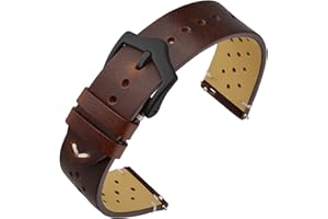 ANNEFIT Cinturini per Orologi in pelle Vintage, Cinturino 18mm 20mm 22mm a Sgancio Rapido per Uomo e Donna