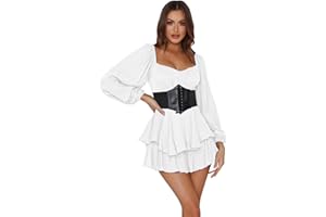 Odizli Pirate Costume Adult Women White Corset Dress Summer Off Shoulder Chiffon Mini Romper