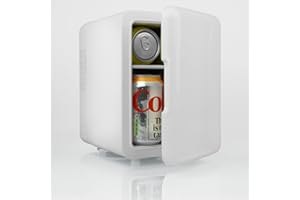 SLx Mini Fridge 4L, 6 Can Portable Fridge for Bedroom, Office, Car & Travel – Quiet 12V/AC/DC Cooler for Skincare, Cosmetics & Drinks (White)