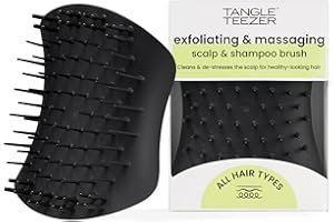 Tangle Teezer Scalp Exfoliator & Massager, Brosse à Cheveux Soin, Détoxifie le Cuir Chevelu, Élimine Impuretés et Cellules Mortes, à Utiliser sous la Douche ou avec une Huile Capillaire, Noir Onyx