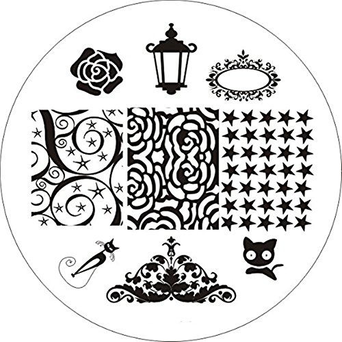 Born Pretty Nail Art Stamp Template Image Plate Black Cat & Rose Pattern BP03