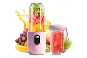 AFENAU Mini przenośny mikser 500 ml Mini przenośny mikser z wyświetlaczem LED, 16 ostrzy Przenośny blender z pokrywką podróżną, Smoothie Maker do koktajli sokowych i smoothie, różowy