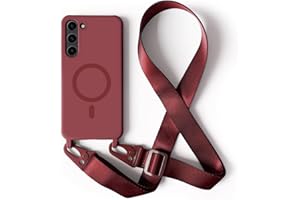 2NSPDRGNI Handykette Schutzhülle kompatibel mit Samsung Galaxy S22 Plus Handyhülle mit Band,Kabellosem Laden Hülle Halsband Lanyard Silikonhülle,Rot