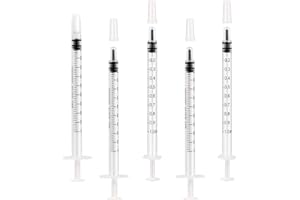 GYXCELC 1 ml Kunststoff Spritzen mit Kappen 100 Stück Kolostrumspritze zum Nachfüllen und Messen von Flüssigkeiten, Haustierfütterung, Kleberapplikator（ohne Nadeln）