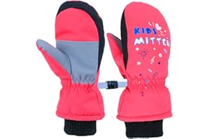 7-MI Dziecięce zimowe mitenki, ciepłe rękawiczki dla chłopców i dziewcząt termiczne wodoodporne na zewnątrz śnieg narty regulowane mankiety w wieku 3-5 lat