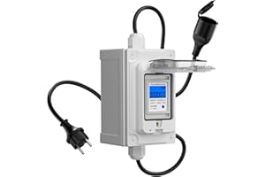 Compteur électrique numérique mobile GJCrafts 230 V, 60 A, CEE, extérieur, KWH, étanche IP67, prise industrielle, LED, avec réinitialisation, câble en caoutchouc (prise européenne)