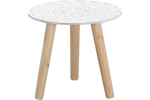 Spetebo Mały stolik pomocniczy 30 x 30 cm – biały/naturalny z dekoracją – dekoracyjny drewniany stolik kawowy stolik kawowy stolik kawowy stolik kawowy taboret na kwiaty