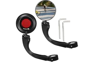 SOARFLY Lot de 2 rétroviseurs de vélo pour guidon de vélo électrique, rétroviseurs latéraux convexes HD avec réflecteur rétroviseur, rotatif à 360° universel, grand angle pour vélo de route de 18-26 mm