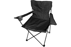 MOJAWO Sedia da pesca, pieghevole, da pesca, con portabicchieri e borsa, colore: nero