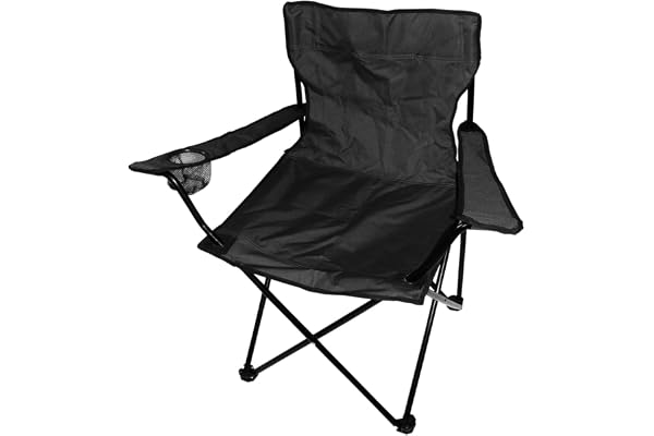 Mojawo Chaise pliante pour la pêche/le camping avec porte-gobelet et sac de transport Noir