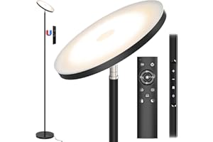 ‎MODLICHT Modlicht 30W Deckenfluter LED Dimmbar Schwarz, 3330lm Stehlampe Wohnzimmer mit 6 Szenemodi, 3000K-6000K Stehleuchte Dimmbar mit Fernbedienung&Touch Steuerung, Standlampe LED für Schlafzimmer, Büro