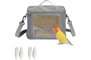 CiCixixi Transportbehälter für Vögel, Vogelkäfig Wellensittich, Vogel transportbox, Tragbare Vogelträger Reisetasche, Transparent atmungsaktiver Reisekäfig + 4 x Vögel Kauen Spielzeug（5-7cm）